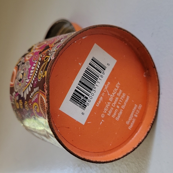 RET VERA BRADLEY MINI DESK SET, VINTAGE RETIRED SAFARI SUNSET PATTERN - Picture 2 of 6